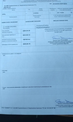 Opel Corsa cena 6500 przebieg: 180178, rok produkcji 2006 z Częstochowa małe 121